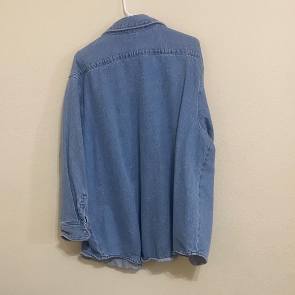 H&M oversized 100% Cotten Medium Blue Denim  Jacket - Picture 4 of 4